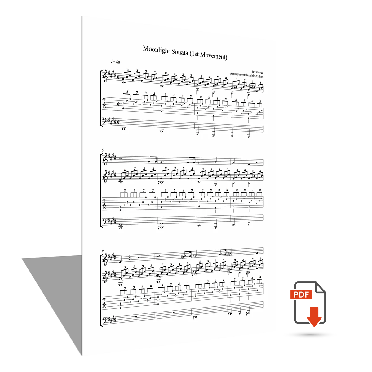 Sheet music <strong>"Moonlight Sonata - 1st movement"</strong> - Beethoven
