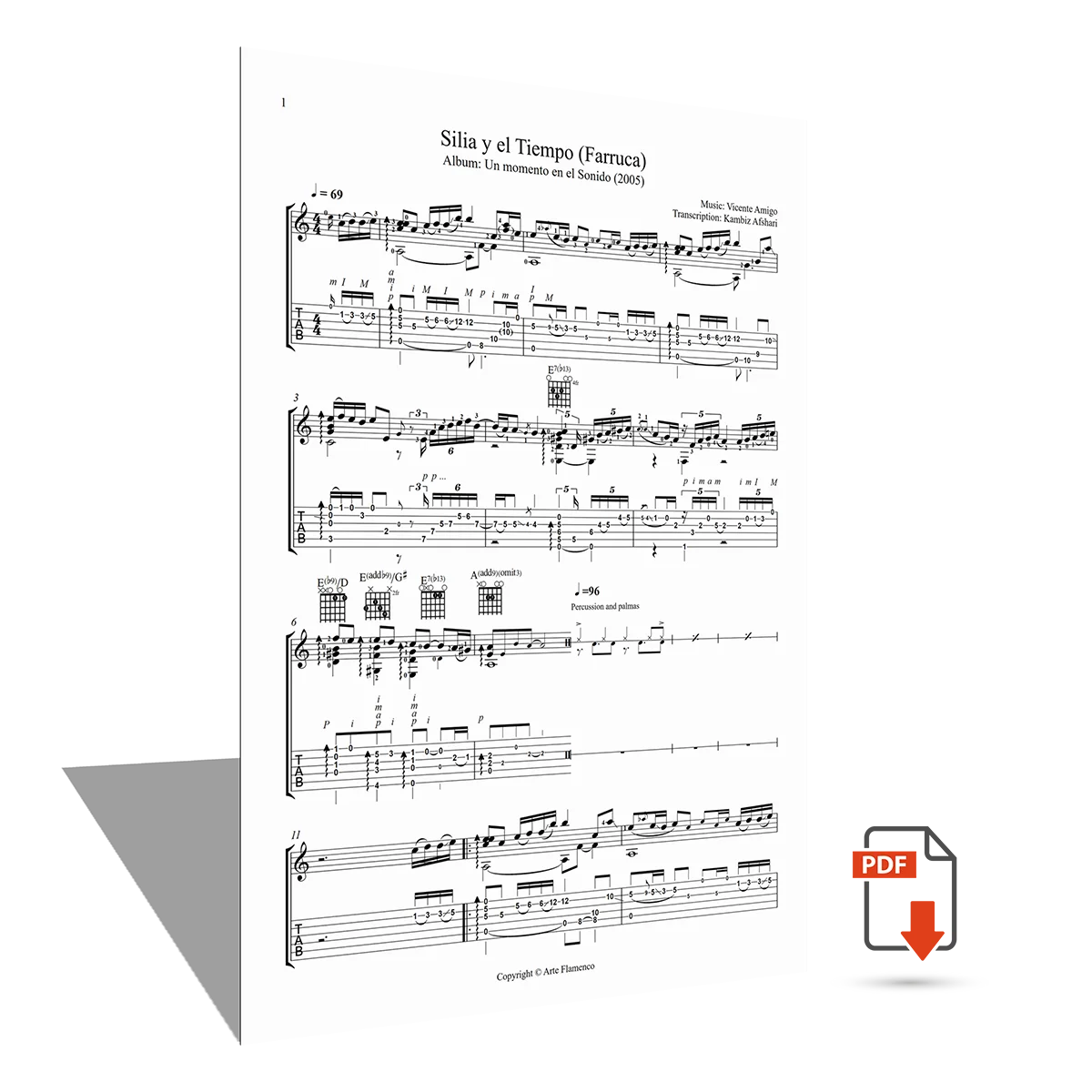 Sheet music <strong>"Silia y el Tiempo"</strong> - Vicente Amigo