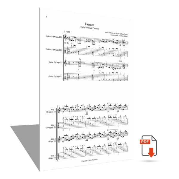 Sheet music <strong>Farruca</strong> - Paco Peña (Sabicas)