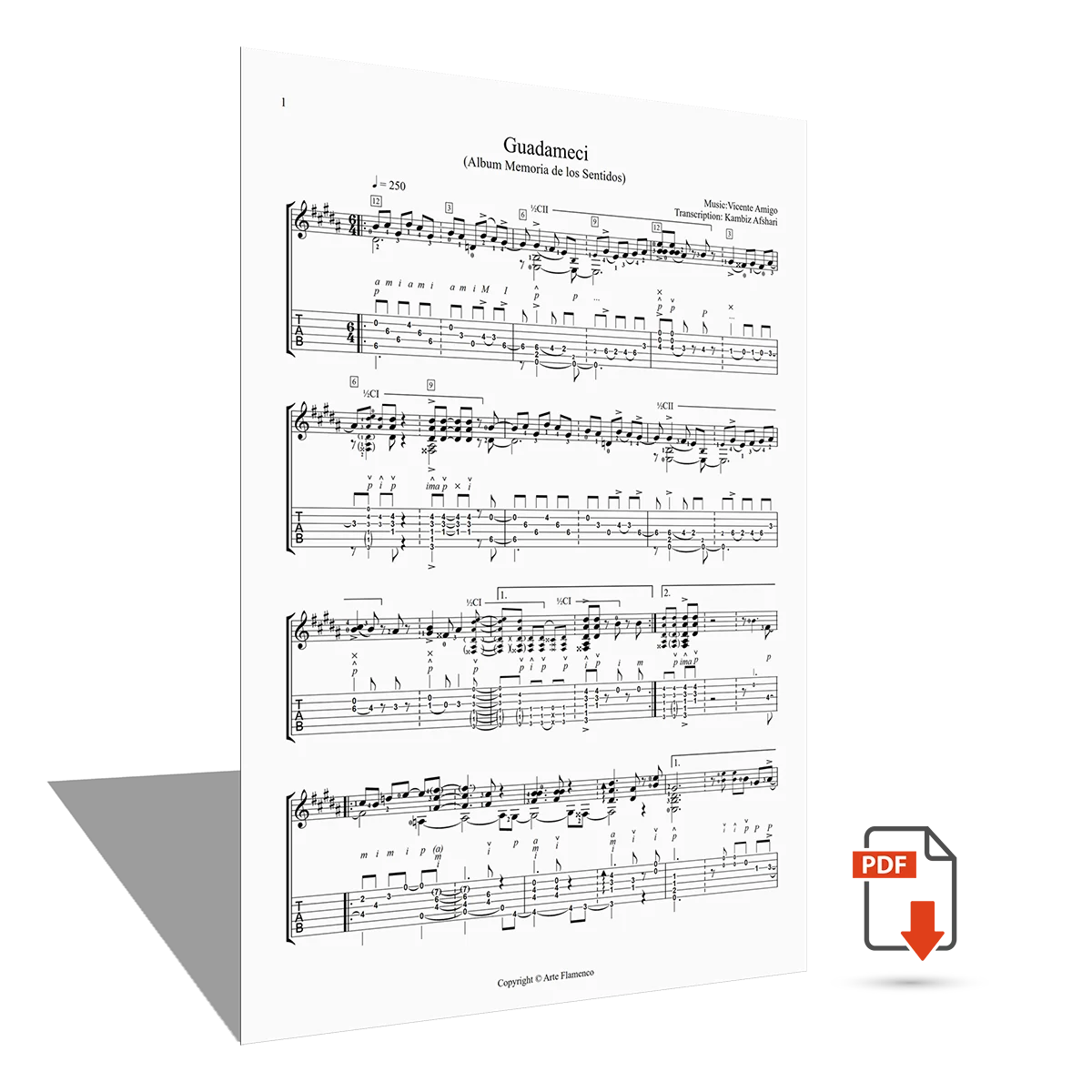 Sheet music <strong>"Guadameci"</strong> - Vicente Amigo